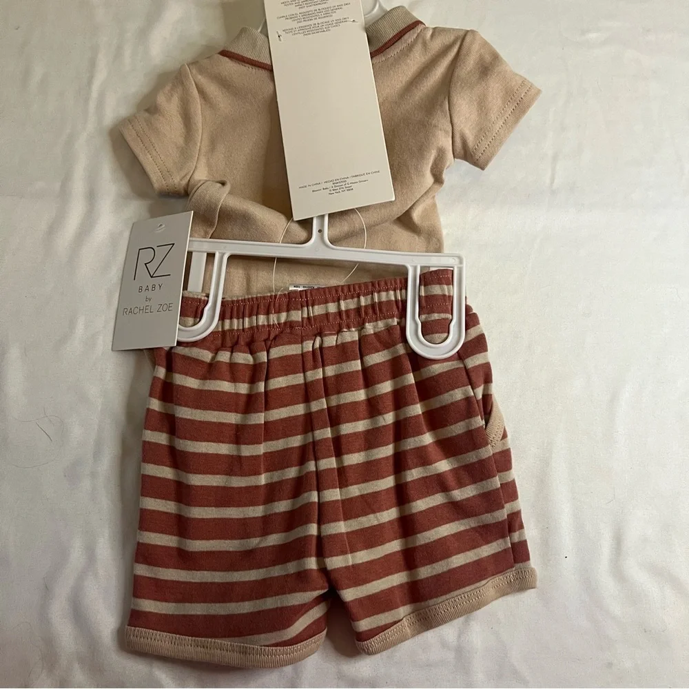 NWT RZ by Rachel Zoe Baby Polo Bodysuit Shorts Sunglasses Preppy 3-6M Outfit Set